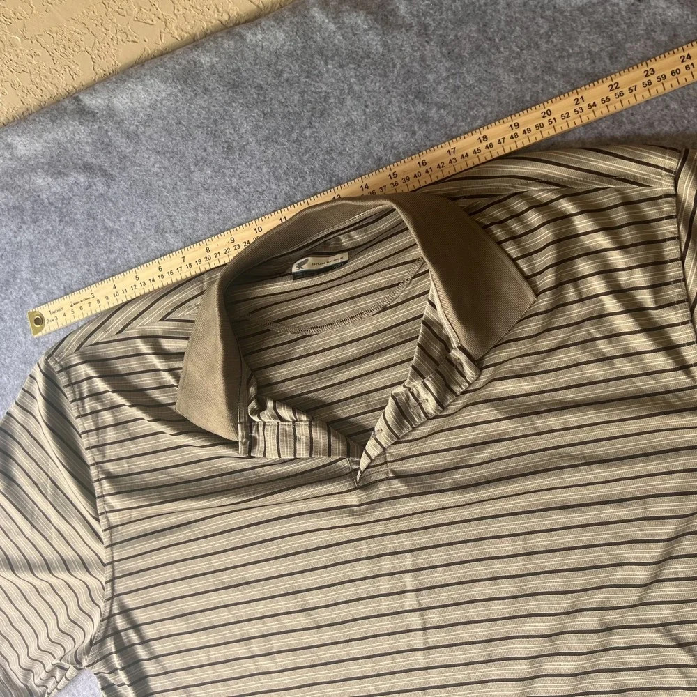 Iron Eagle‎ Performance Polo XXL Brown Striped Breathable Polyester